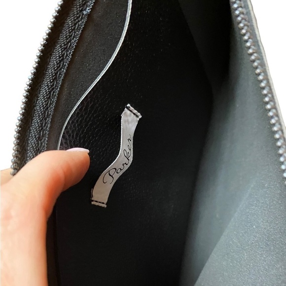 Parker Black Faux Pebbled Leather Zipper Fringe Pouch - Picture 8 of 8